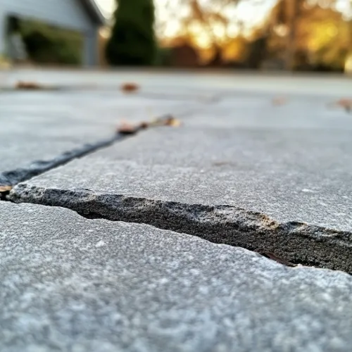 Uneven sunken concrete slab